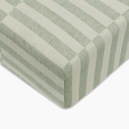 Crib Sheet in GOTS Certified Organic Muslin Cotton - Moss Stripe