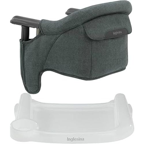 Inglesina Fast Table Chair - Charcoal Gray Melange, w/Fast Dining Tray - Portable High Chair for Baby & Toddlers, 6-36 Months - Fits Tables 0.8'' to 3.5'' - Collapsible Design - Carry Bag Included