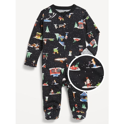 2-Way-Zip Printed Sleep & Play Footed One-Piece for Baby