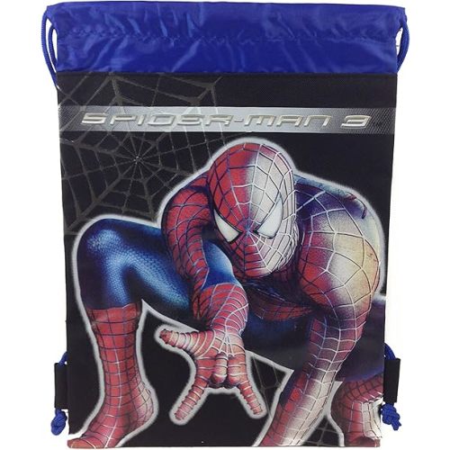 Marvels Spiderman 10" X 14" Drawstring Backpack Heavy Duty Nylon Tote Bag Color (Blue, Red, or Black)
