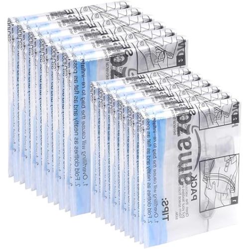 Amazon Basics Roll-Up Travel Zipper Storage Bags, 12 count (6 Small & 6 Medium), Multiple, Clear