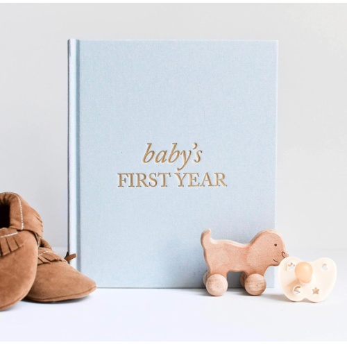 Baby First Year Book (Sky Blue, 112 Pages) - Memory & Milestone Baby's First Year Photo Album from Pregnancy to First Year – Baby Book Keepsake Gift