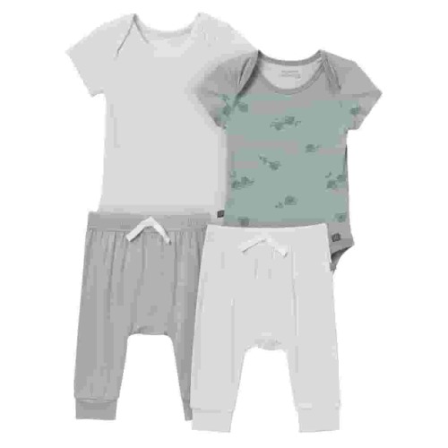 Modern Moments by Gerber Baby Neutral Super Soft 4-Piece Bodysuits and Pants Gift Set, Newborn - 12 Months