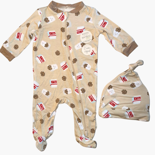 Milk and Cookies Bamboo Footie with Hat – Bebe La Mer