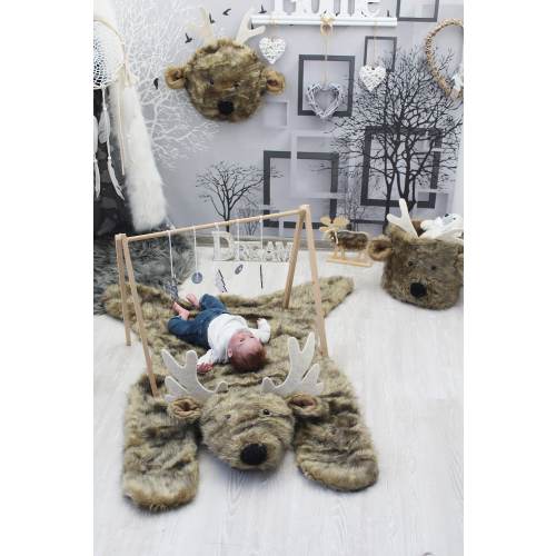 Personalized Deer Nursery Rug, Woodland Animal Playmat, Custom Baby Boy Room Decor, Handmade Faux Fur Gift, Unique Adventure Nursery
