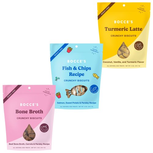Bocce's Bakery Bone Broth, Carrots & Parsley Dog Treats, 5-oz bag + 2 items
