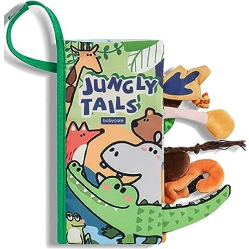 bc babycare Baby Books 0-6 Months, Touch Feel Crinkle Soft Cloth Book for Newborn Baby Boy Girl, Tummy Time Toys for 0-3-6-12-18 Months Infant (Jungle)