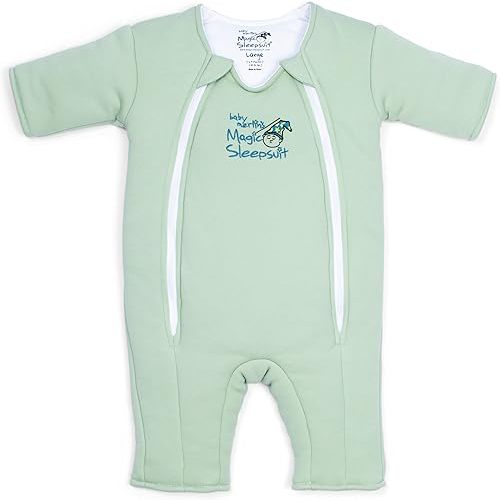 Magic Sleepsuit Baby Merlin's 100% Cotton Baby Transition Swaddle - Baby Sleep Suit - Sage Green - 6-9 Months