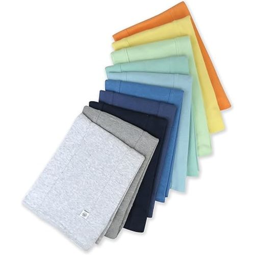 HonestBaby Organic Cotton Knit Burp Cloths Multipack, 10-Pack Rainbow Blues, One Size