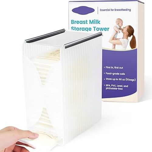 Freeze Organizer and Tower for Breastmilk Storage Bags, First-in First-Out Container Storing System with Quick-Freeze Tray to Freezing Breastmilk, Reusable and Breastfeeding Essentials