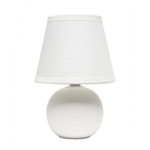 8.66" Petite Ceramic Orb Base Bedside Table Desk Lamp with Matching Tapered Drum Fabric Shade - Creekwood Home, Color: Off- White