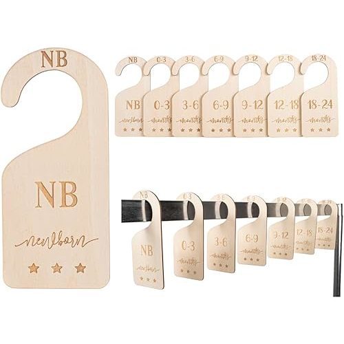 Beautiful Baby Closet Dividers - Baby Clothes Organizer Double-Sided Gender Neutral - Nursery Decor Neutral Premium Birch Wood - Nursery Storage & Organization Boho Closet Dividers from NB to 24 M
