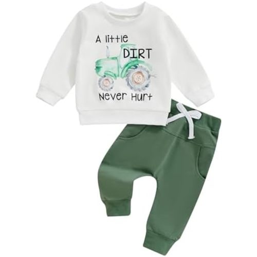 Toddler Baby Boy Clothes Crewneck Sweatshirt Long Sleeve Letter Print Shirt with Pants Cute Fall Winter Outfits