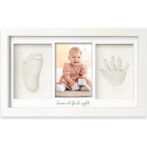 Baby Hand and Footprint Kit - Baby Footprint Kit, Newborn Keepsake Frame, Baby Handprint Kit, Personalized Baby Gifts, Nursery Decor, Baby Shower Gifts for Girls Boys(Alpine White)