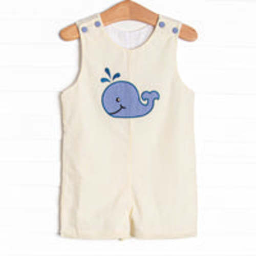 Whale's Tail Applique Jon Jon, Yellow Seersucker – Stitchy Fish