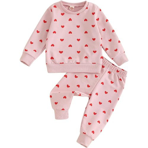 Fernvia Toddler Baby Girl Clothes 3 6 9 12 18 24 Months Fall Outfits Solid Long Sleeve Sweatshirt Tops + Pants Set