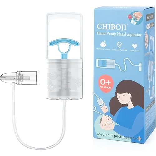 Patented Nasal Aspirator for Baby and Toddler, Hand Pump Nose Sucker with Rounded Non-Invasive Nozzle, Quiet Suction Relieves Congestion and Stuffy Boogers, Safe for Infant, Co-Branded with CHIBOJI
