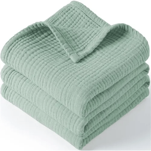 Muslin Baby Blanket for Boys and Girls, Neutral Cotton Crib Blanket for Newborn Infant Toddler - Soft and Breathable Baby Quilt 1 Pack- 47"*47" (Green)