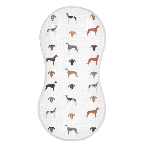 vvfelixl Muslin Burp Cloths English Greyhound Dogs Baby Washcloths for Baby Girl Boys 2 Pack