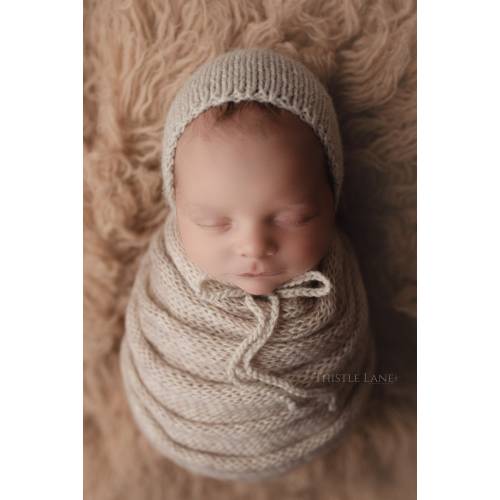 Sweater Knit Wrap Bonnet Set Photography Prop For Newborn Photo Session, Any Color, Made To Order