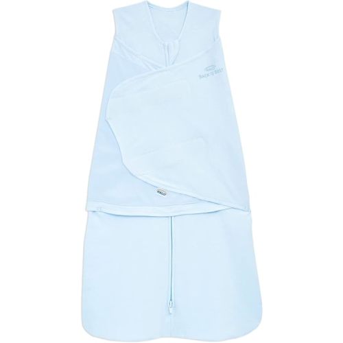 HALO 100% Cotton Sleepsack Swaddle, 3-Way Adjustable Wearable Blanket, TOG 1.5, Baby Blue, Small, 3-6 Months
