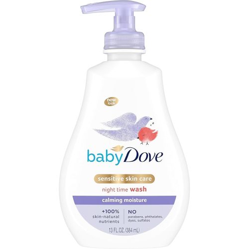 Baby Dove Sensitive Skin Care Baby Wash Calming Moisture For a Calming Bath Wash Hypoallergenic and Tear-Free, Washes Away Bacteria 13 oz