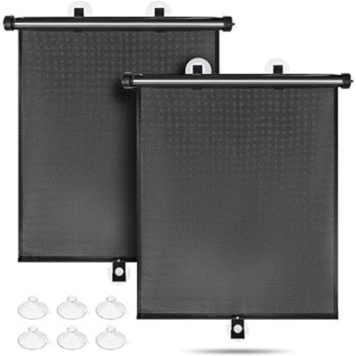Sfee Car Window Shade for Side Windows, 2 Pack Car Sun Shade Retractable Window Shades for Car Blocks Heat and UV Rays Glare Protection Car Roller Sunshade Visor for Baby, Kids, Pets, Passengers