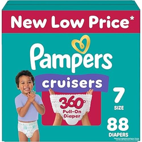 Pampers Diapers - Cruisers 360 - Size 7, 88 Count, Babyproof up to 100% Leakproof Pull-On Diaper
