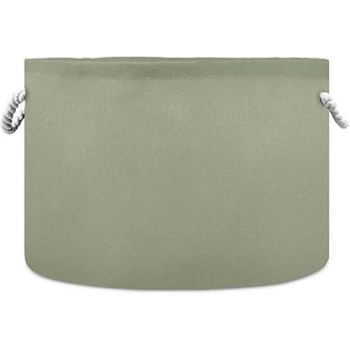 Kigai Cotton Rope Basket Sage Green Solid Color Large Storage Basket for Toys Blanket Baby Laundry Basket for Nursery, Closet, Bedroom, Home Organization