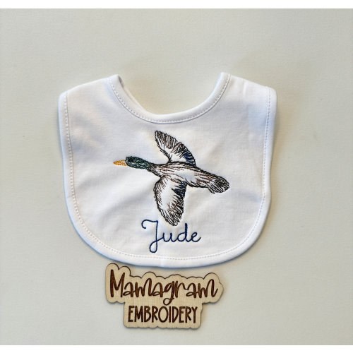 Monogrammed Mallard Sketch Burp Cloth or Bib