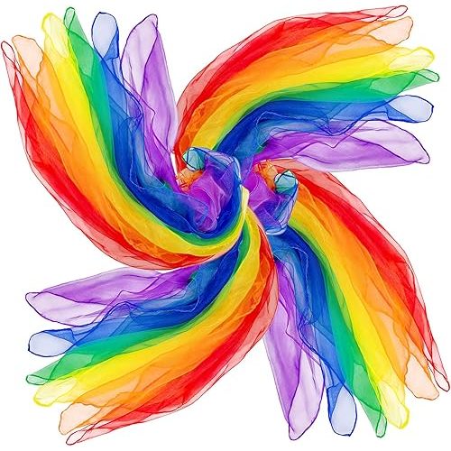 AIVIAI Juggling Scarves for Kids Play 24 Pcs Dance Music Scarfs Colorful Silk Actives Scarves Rhythm Band Scarves for Toddlers Children Movement(6 Colors)