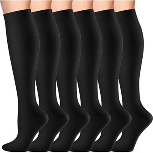 CAMBIVO Compression Socks for Women & Men , 15-20 mmHg Knee High Socks, 6 Pairs Compression Stockings for Traval, Running, Diabetic , Pregnancy, Sports S-M