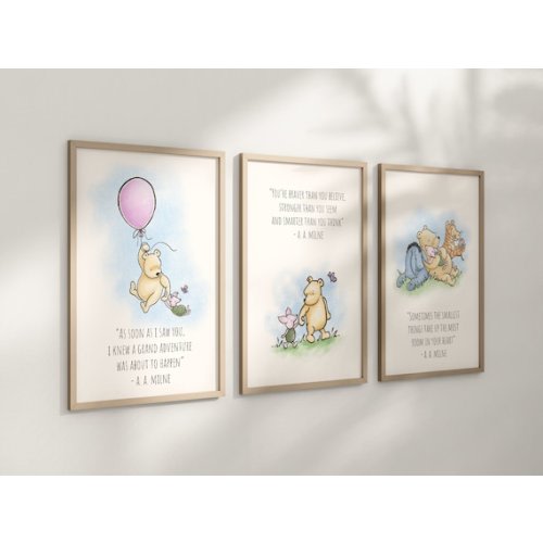 Set of 3 Classic Winnie-the-pooh Nursery Art Prints, Gender Neutral Nursery, Winnie-the-pooh Inspirational Quotes, New Baby Gift, 120 - Etsy