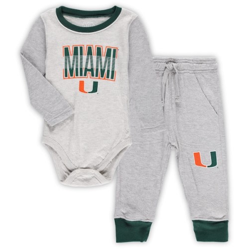 Miami Hurricanes Wes & Willy Infant Jie Jie Long Sleeve Bodysuit & Pants Set - Heather Gray