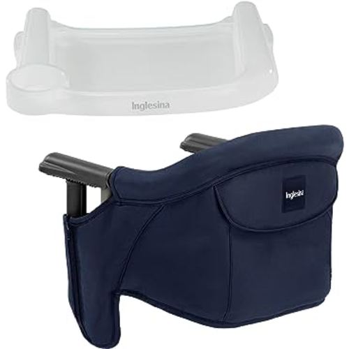 Inglesina - Fast Table Chair with Fast Tray: Hook On Portable High Chair for Babies and Toddlers, Damage Free Travel Booster Seat for Restaurant Use - Includes Snap On Tray, Navy