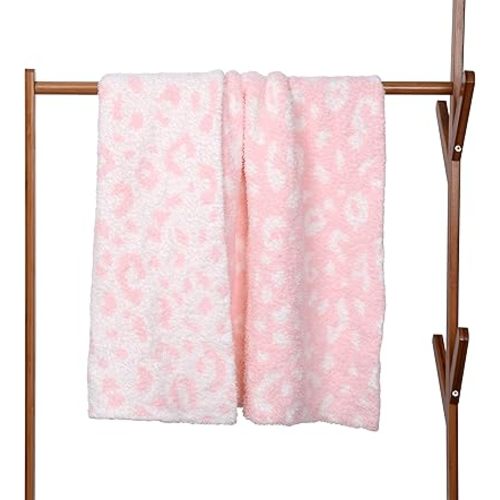 Soft Baby Blanket Baby Cozy Blanket Swaddling Blanket for Newborn Nursery Kids Knit Leopard 30x40 Inch Pink Cheetah