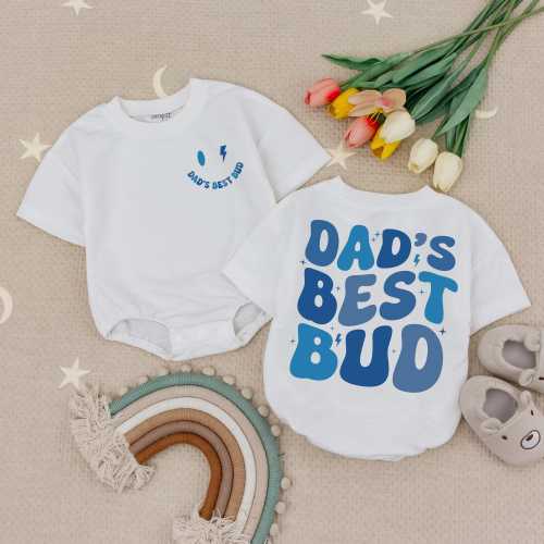 Daddy's Best Bud Baby Romper, Cute New Dad Gift, Dad Baby Announcement, First Father's Day Baby Romper, Dad Son Babysuit, Baby Shower Gifts