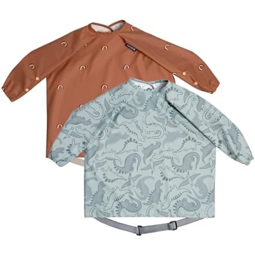 BIBaDO - Long Sleeve Baby Bibs - Babies & Toddlers 6-36 Months - Coverall Baby Led Weaning Bib - Easy Wipe, Soft & Waterproof