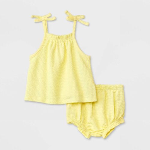 Baby Girls' Top & Bottom Set - Cat & Jack™, Color: Light Yellow, Size: 0-3M