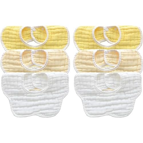 MUKIN Baby Drooling Towel, Snap Bibs, Muslin Bibs, 6 Pack, Adjustable, Soft Cotton