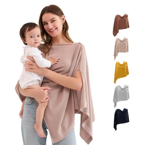 Momcozy Nursing Cover for Breastfeeding, Breathable Soft Privacy Poncho, Multi-Use Nursing Shawl, Portable Breast Feeding Covers for Women, Includes Laundry Bag