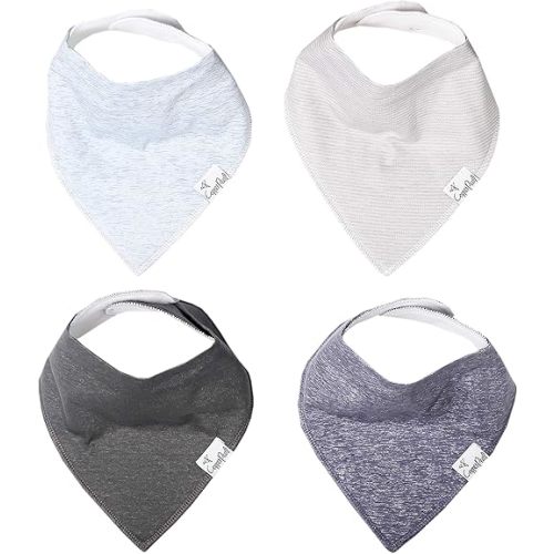 Copper Pearl Baby Bandana Bibs - 4 Pack Soft Cotton Baby Bibs for Drooling and Teething, Absorbent Drool Bibs for Baby Girl and Boy, Adjustable to Fit Newborns to Toddlers, Tons of Styles (Lennon)