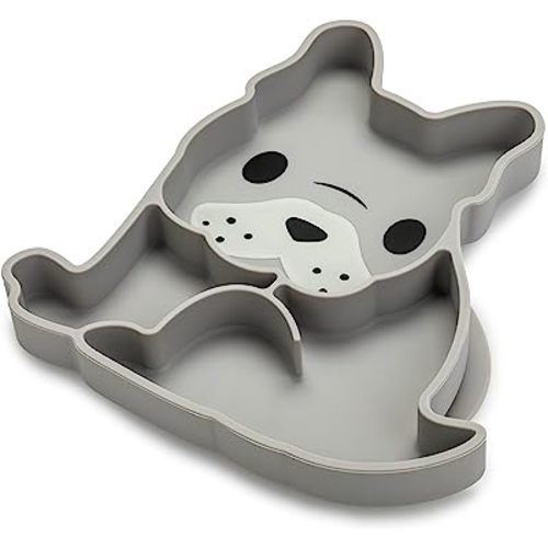 melii Divided Silicone Suction Plate for Babies and Toddlers – 100% BPA-Free, Dishwasher, Microwave Safe, Non-Toxic Baby Feeding Plate - Fits Most High Chairs, Age 6 Months - (Bulldog)