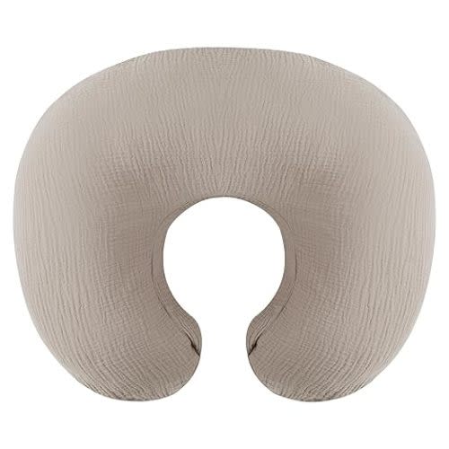 Muslin Nursing Pillow Cover Soft 100% Cotton Feeding Pillow Slipcover Fits Standard Infant Nursing Pillow or Positioner for Baby Boy and Girl, Fog