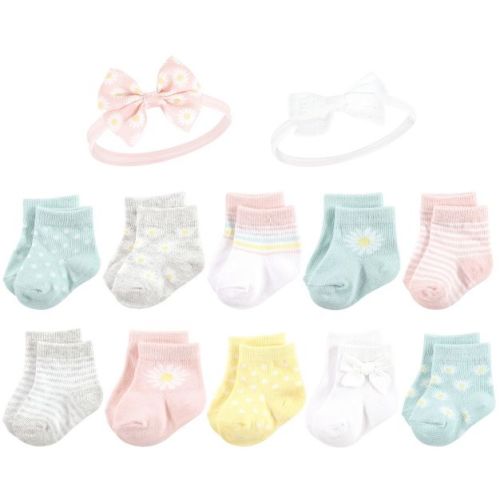 Hudson Baby Infant Girl Sock and Headband 12pc Set, Daisy, 0-9 Months