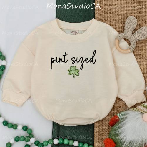 Pint Sized Baby Romper, St. Patrick's Day Shamrock Baby Clothes, Baby Shower Gift, 1st Patrick's Day Baby Bodysuit, Funny Irish Baby Gift