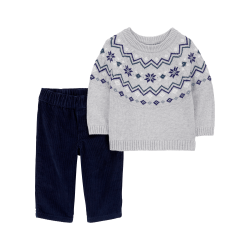 Baby 2-Piece Fair Isle Sweater & Corduroy Pant Set - Carter's | Carter's