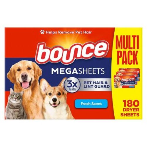 Bounce Fresh Scent Pet Hair And Lint Guard Mega Fabric Softener Dryer Sheets - 180ct