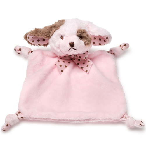 Bearington Baby Wee Wiggles, Small Pink Puppy Stuffed Animal Lovey Security Blanket, 8" x 7"