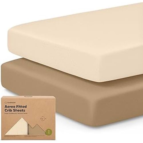 KeaBabies 2-Pack Fitted Crib Sheets for Boys, Girls, Baby - Soft Bamboo Viscose Cotton, 52x28 Standard Crib Mattress Sheets, Toddler Bed Mattress Cover, Gender Neutral, Breathable, Durable (Pecan)